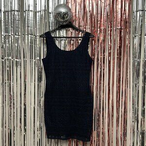 Garage Lace Dress Women Size Large L Navy Blue Party Cocktail 1/2 Back Zipper